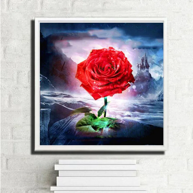 DIY Full Drill Diamond Painting Cross Stitch Flowers rose in sea Printed Draw Round Rhinestones Embroidery stickers RD2013 | Дом и сад