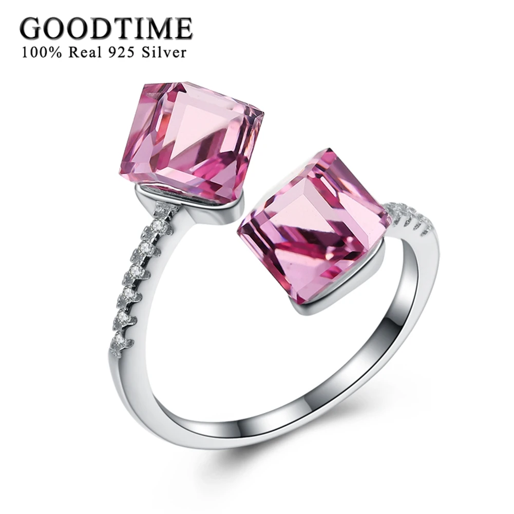 Женское кольцо из серебра 925 пробы с розовым кристаллом|925 sterling silver ring|sterling ringsrings
