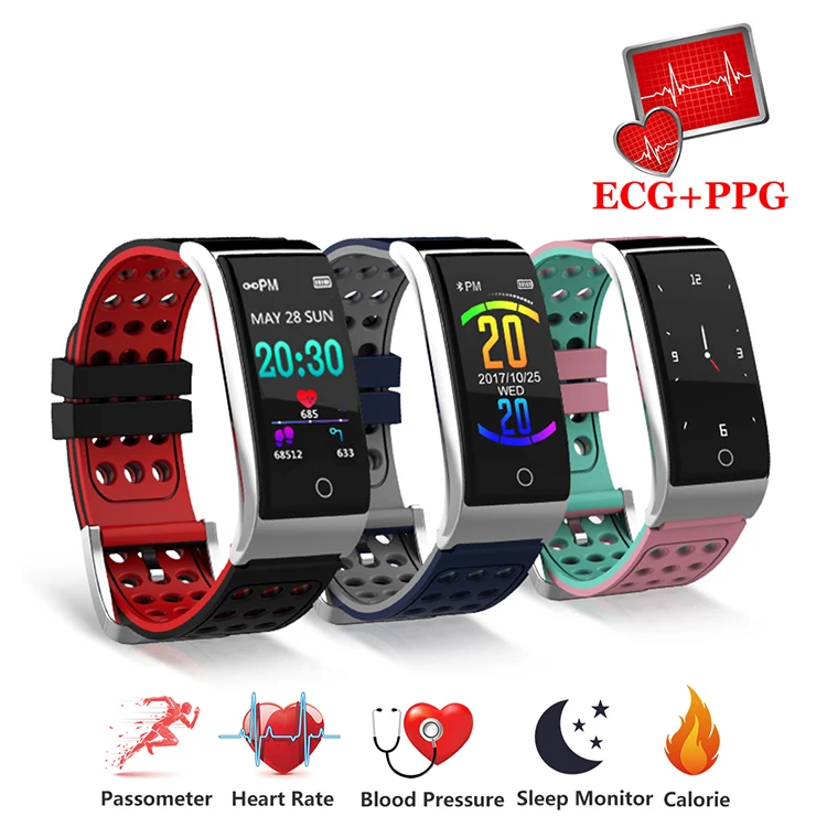 ESEED E08 ECG PPG умный Браслет фитнес трекер пульсометр кровяное давление смарт