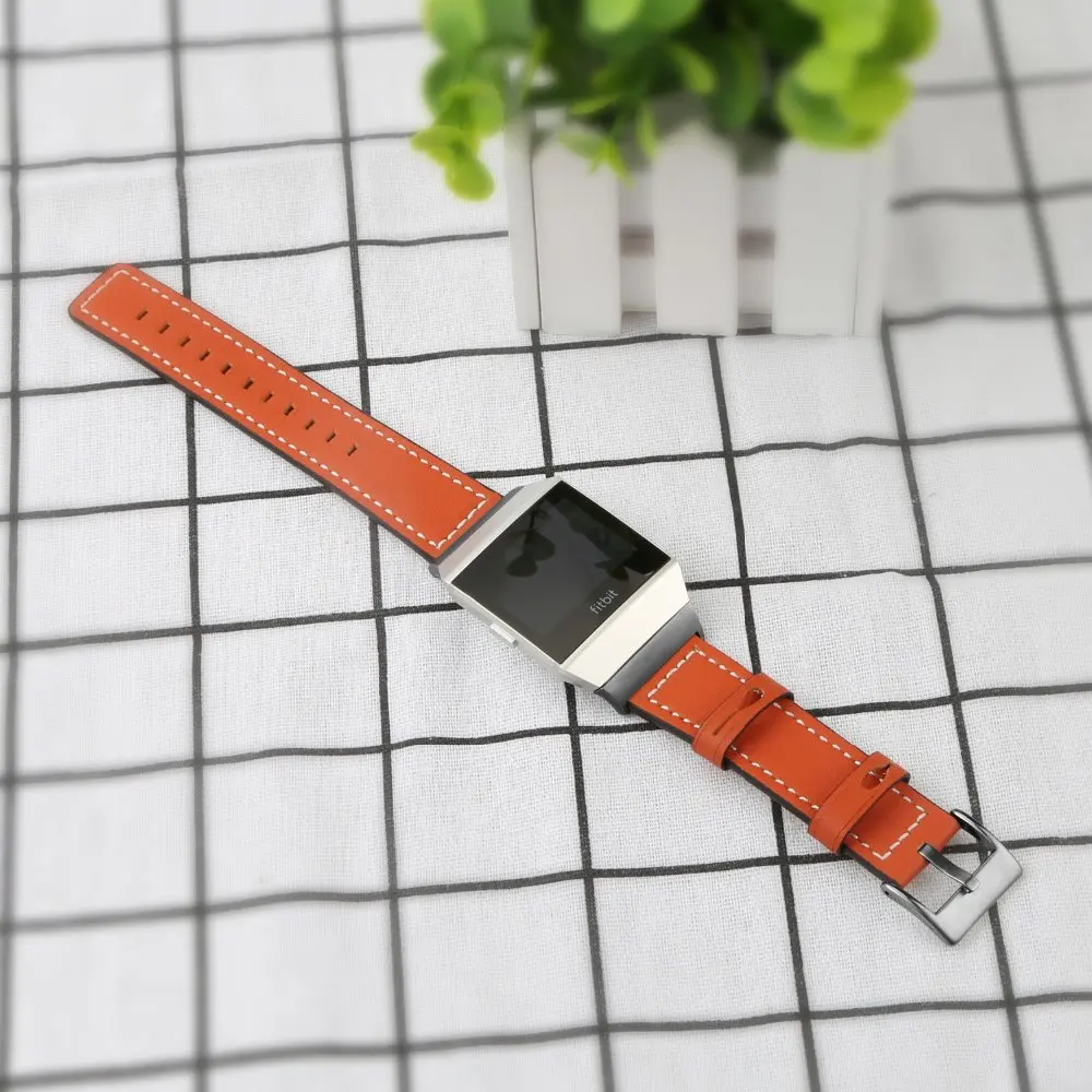 Натуральная кожа заменить Мужские t Аксессуары Ремни Для Fitbit Ionic Смарт фитнес часы для женщин мужчин черный оранжевый