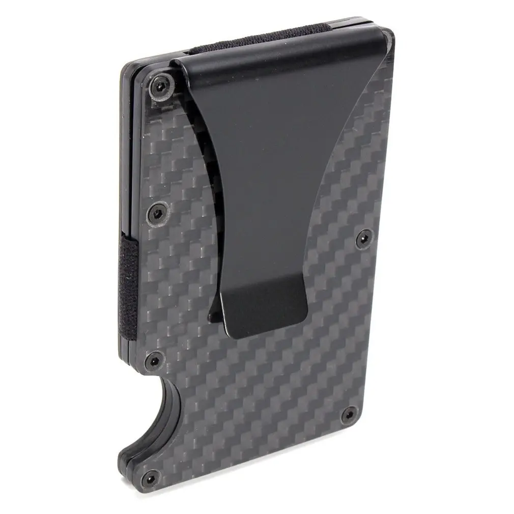 

2018 New Men Card Holder Slim Carbon Fiber Credit Card Holder Metal Wallet Anti Scan Function Hold Card Coins Cash