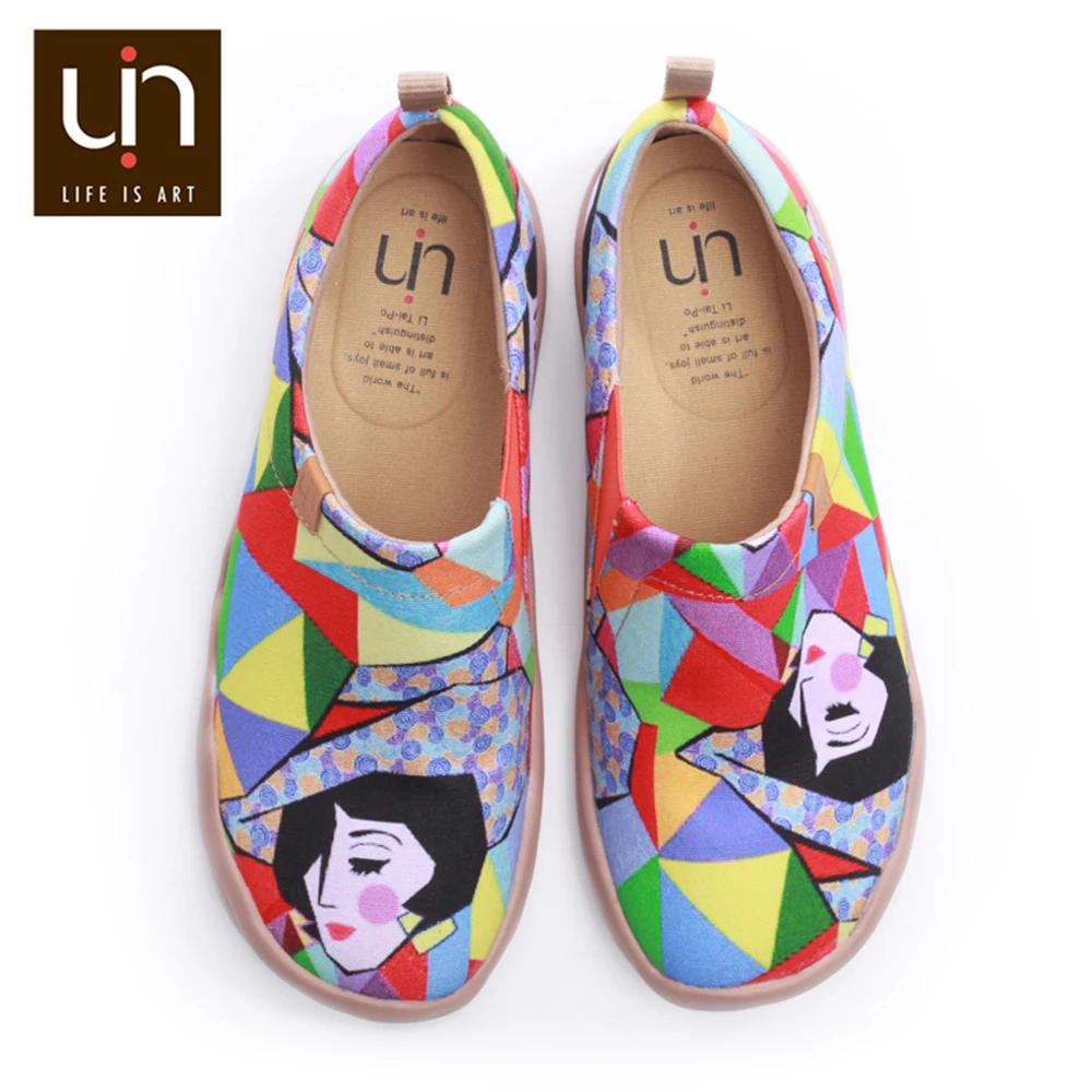 UIN Rainbow Girl Art Окрашенные Холст Обувь Женщины Широкие Ноги Комфорт Мокасины Мягкие