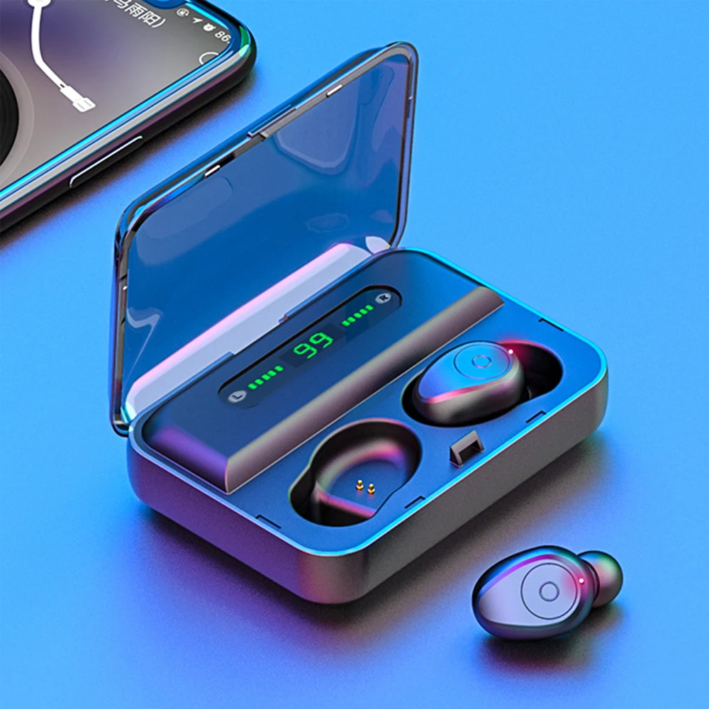 F9 беспроводные Bluetooth наушники 5,0 светодиодный дисплей мА внешний аккумулятор водонепроницаемые наушники 5D стерео Bluetooth наушники для смартфонов
