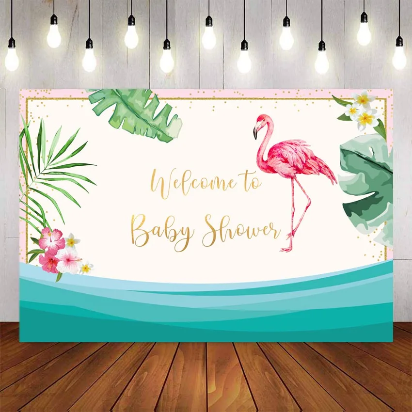 Mehofon декорации с Фламинго Baby Shower для вечеринки дня рождения фоны фотографии