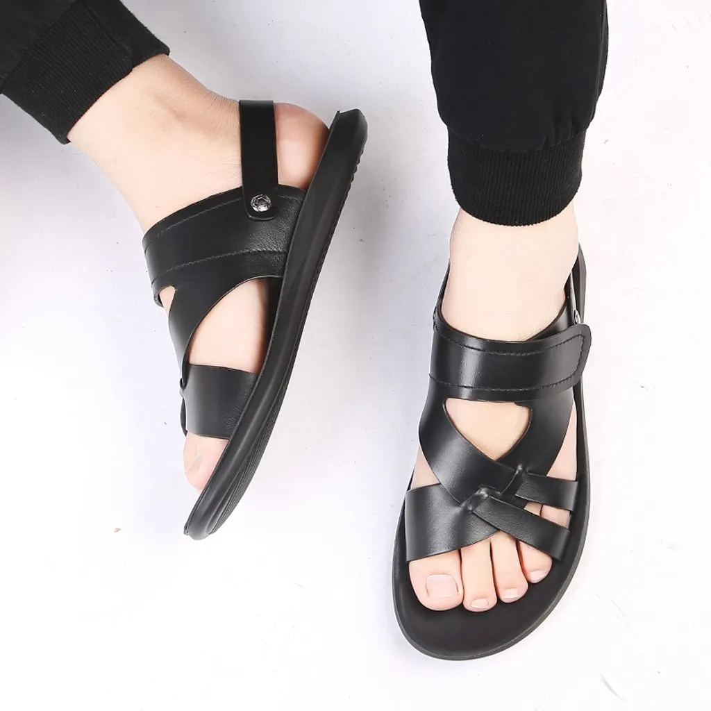 Горячая Распродажа новые модные летние мужские пляжные сандалии с двумя