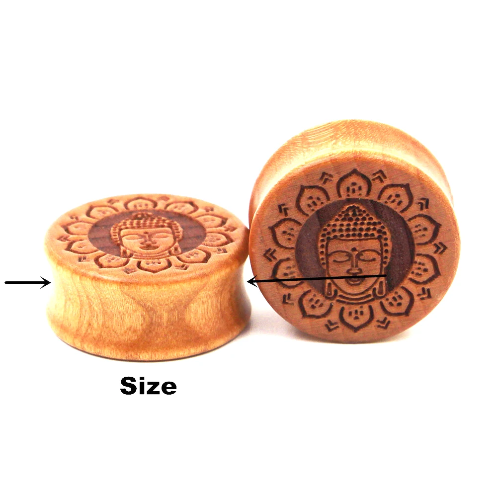 Пара деревянного седла Будды тоннели для ушей расширители туннелей ушко пирсинг