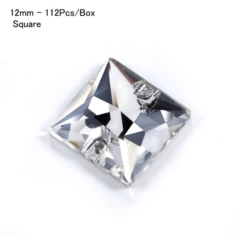 Square-12mm-112Pcs ААААА кристально чистые пришитые стразы, Золотая основа пришитые камни распорные пуговицы для украшения для одежды - Цвет: Square-12mm-112Pcs
