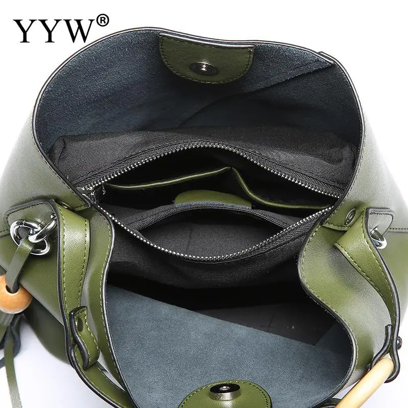 Винтажная кожаная женская сумка через плечо с кисточками Bolsos Mujer Green Bolsa Feminina Большая вместительная женская сумка через плечо