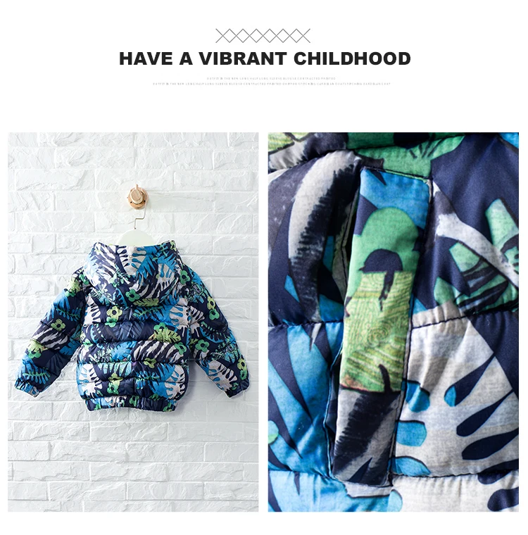 Mayas Printed Warm Winter Zipper Boys Parka Children Soft Wave Hooded Fashion Coat Boys Thickening Full Sleeves New Jacket 81234