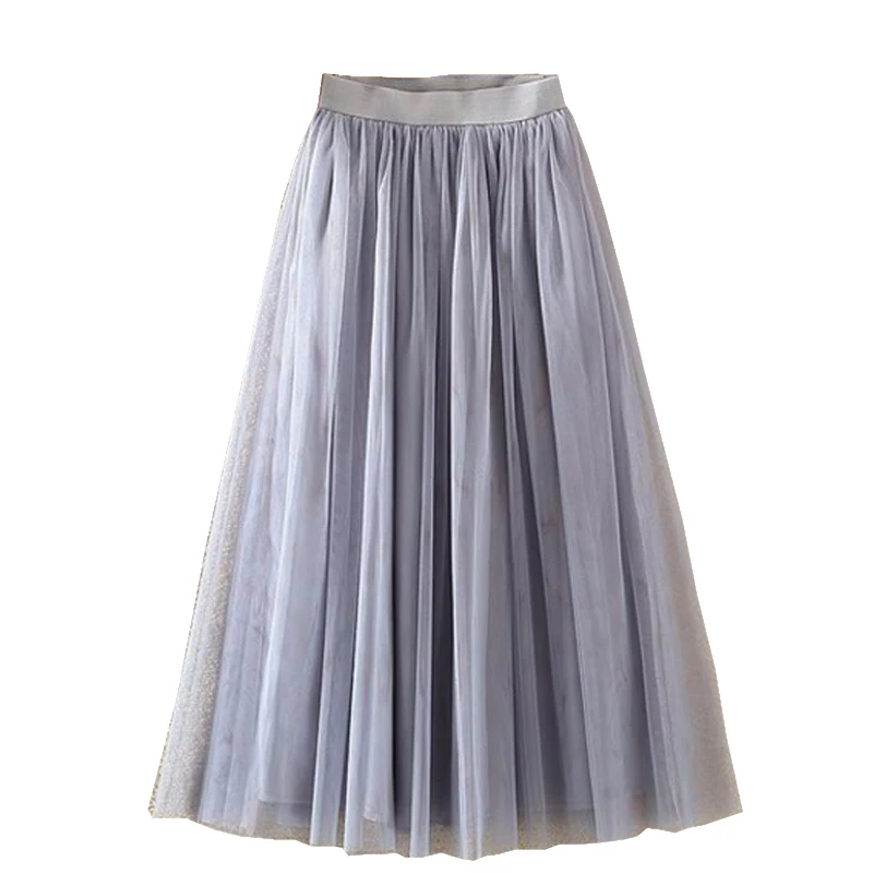 2017 новая осенняя Женская длинная Плиссированная фатиновая юбка пачка сетчатая с