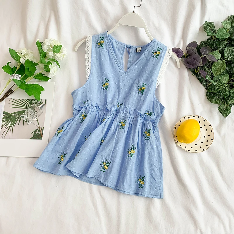 2019 новая женская мода блузка рубашка колледж Стиль Вышивка Цветы v-образным