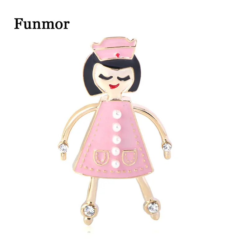 Симпатичная эмалированная брошь Funmor для медсестры булавки из сплава женщин и
