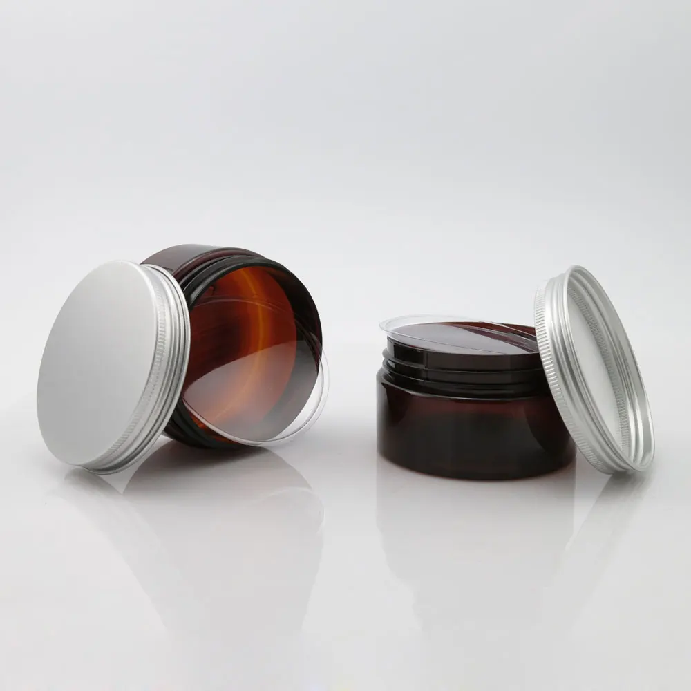 30 шт./лот 100 г Янтарная пластиковая банка для крема с внутренним уплотнением и