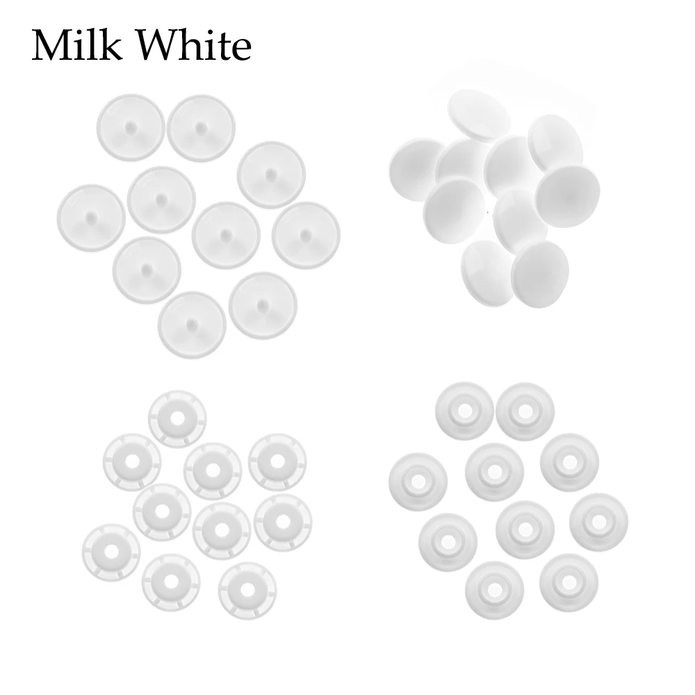 milk white Высокое качество 10 комплектов круглые полимерные кнопки пластиковые защелки аксессуары для одежды пресс крепеж попперы шпильки Размер T5 шапки - Цвет: milk white