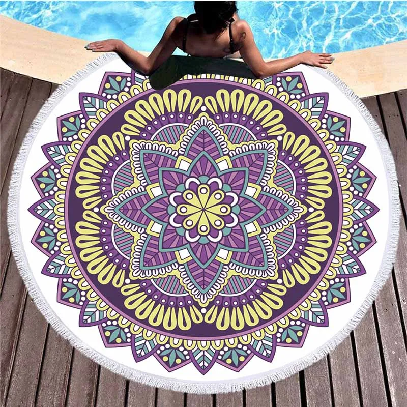 Lannidaa градиент Мандала круглое пляжное полотенце из микрофибры Boho купальное