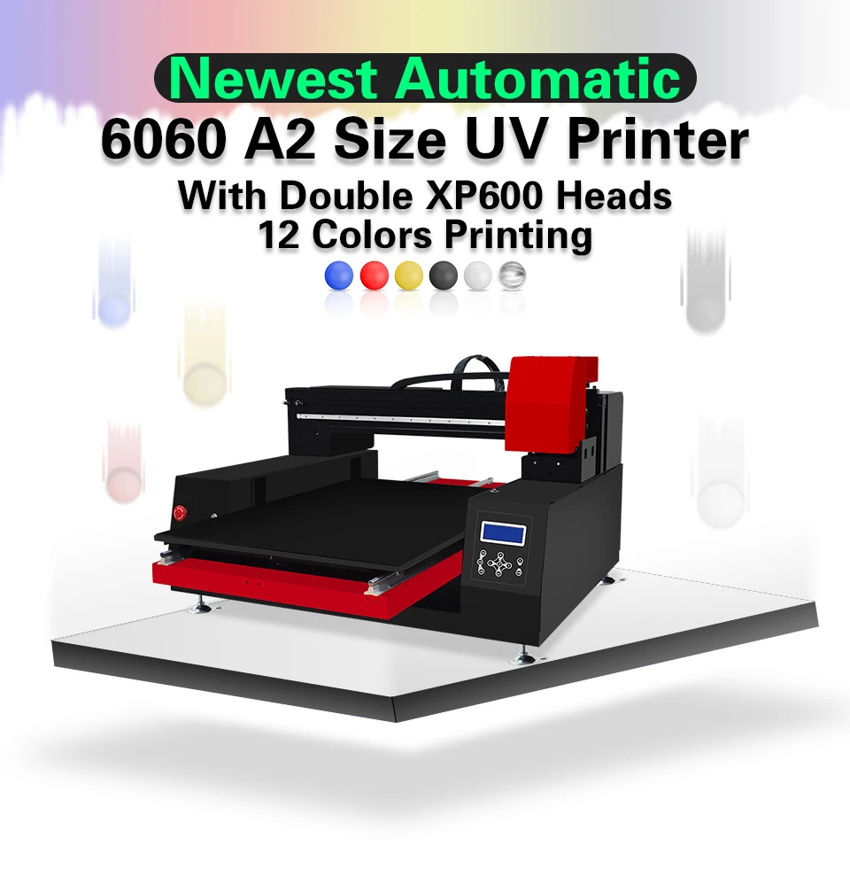 Печать лаком для УФ-принтера 6060 с печатной головкой EPSON XP600 2 шт. 12 цветов