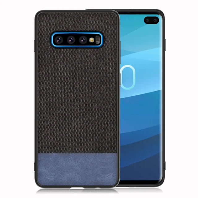 Black with Blue PU Тканевые Чехлы для samsung S10 S9 S8 Plus края из ТПУ холст задняя крышка для samsung Galaxy Note 8 9 S10e S9 S8 S7 Edge чехол - Цвет: Black with Blue PU