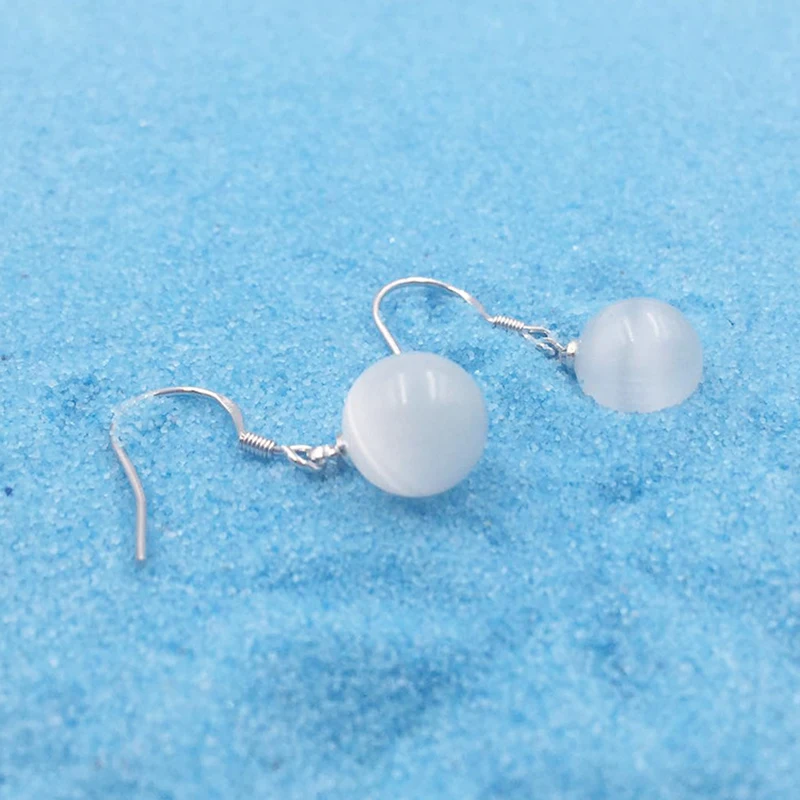 Женские серьги 2020 модные круглые с белым опалом для женщин элегантные подвесками