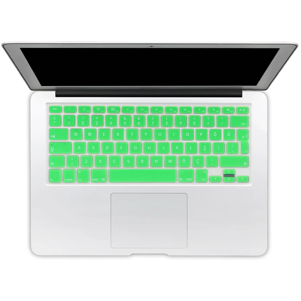 green Евро введите турецкий красочный силиконовый чехол для клавиатуры для Macbook Air 13 Pro 13 15 17 retina протектор евро макет - Цвет: green