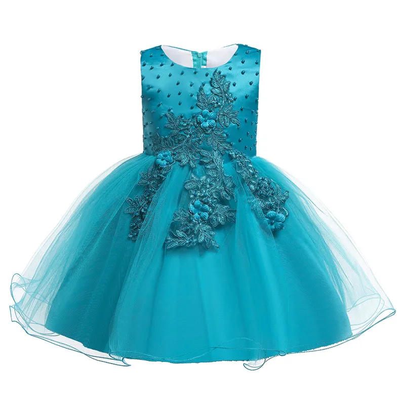 Rose Applique Wedding Dress Summer Petal Children's princess Party Birthday Ball Girl baby kids tutu clothing | Детская одежда и