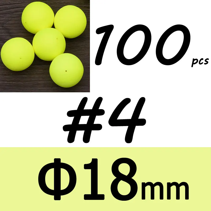 Yellow size 4 100 шт. приманки для соленой пресной воды для рыбной ловли, пенные плавающие шарики, бобы, помпано, поплавок, нижняя установка, Такелажный материал - Цвет: Yellow size 4