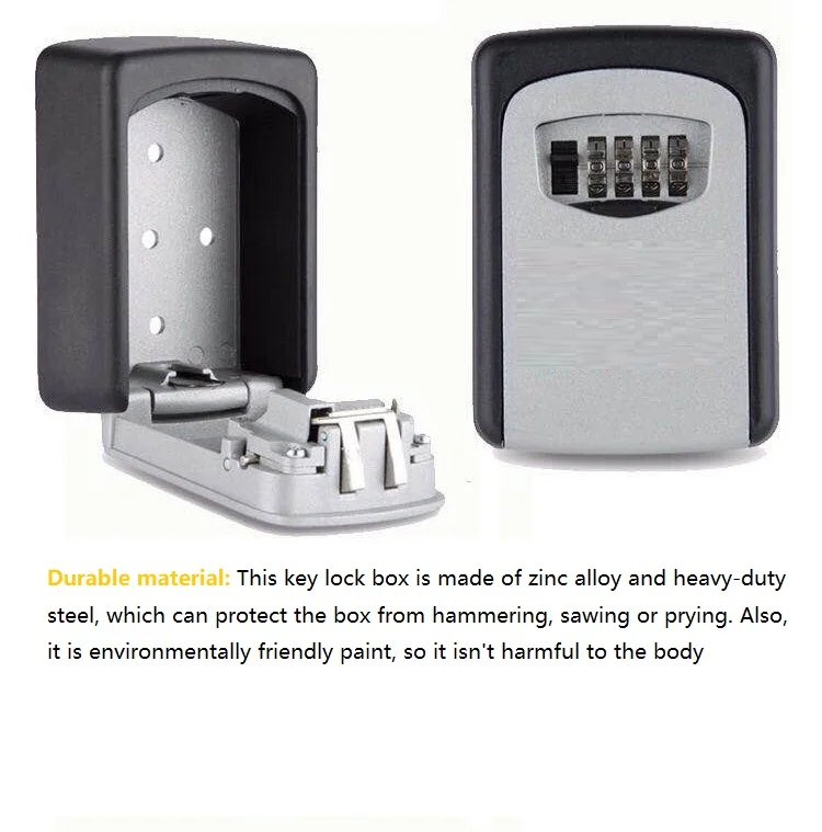 Waterproof 4-Digit Combination Wall Mount Key Safe Holder Keeper Resettable Code 5 Capacity Door Way Mini Storage Lock Box | Безопасность