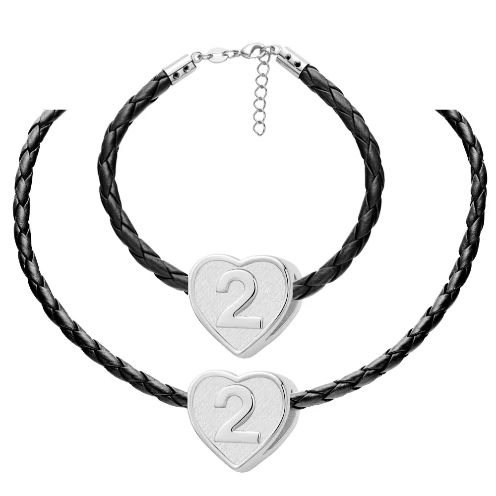 New Fashion Heart Number Jewelry Black Rope Set Silver Plated Snake Bracelets&ampnecklace For Women | Украшения и аксессуары