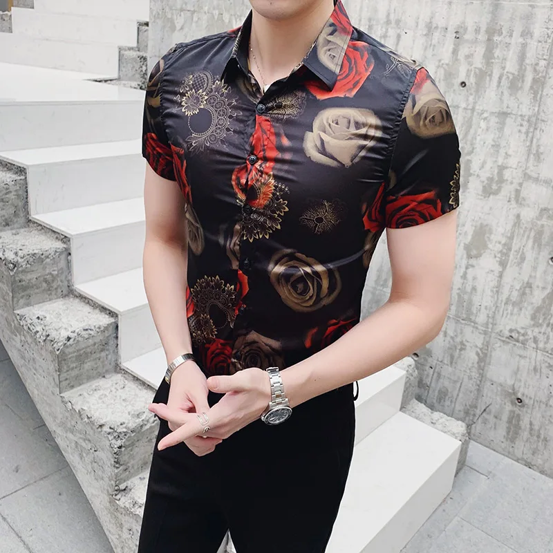 Фирменная Новинка для мужчин рубашка платье Мода 2019 Лето короткий рукав Slim Fit