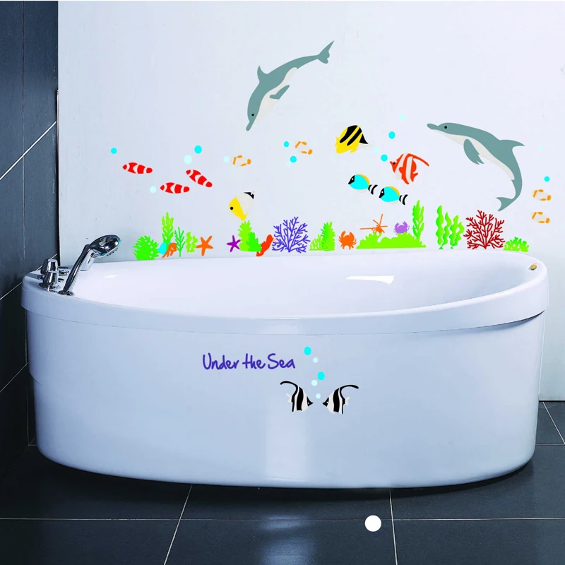

Art home decor Vinyl Removable Wall Stickers for Kids Rooms Cartoon Waterproof Underwater World Wall Sticker AY752