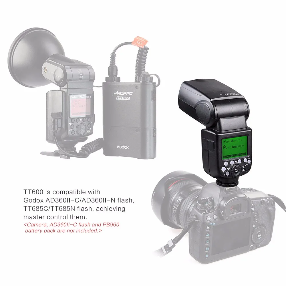 Беспроводная вспышка Godox TT600 2 4G GN60 Master/Slave для камеры Canon Nikon Pentax Olympus