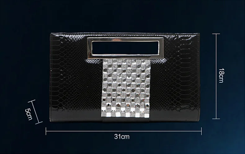 Сумка женская из искусственной кожи аллигатора с бриллиантами для банкета на