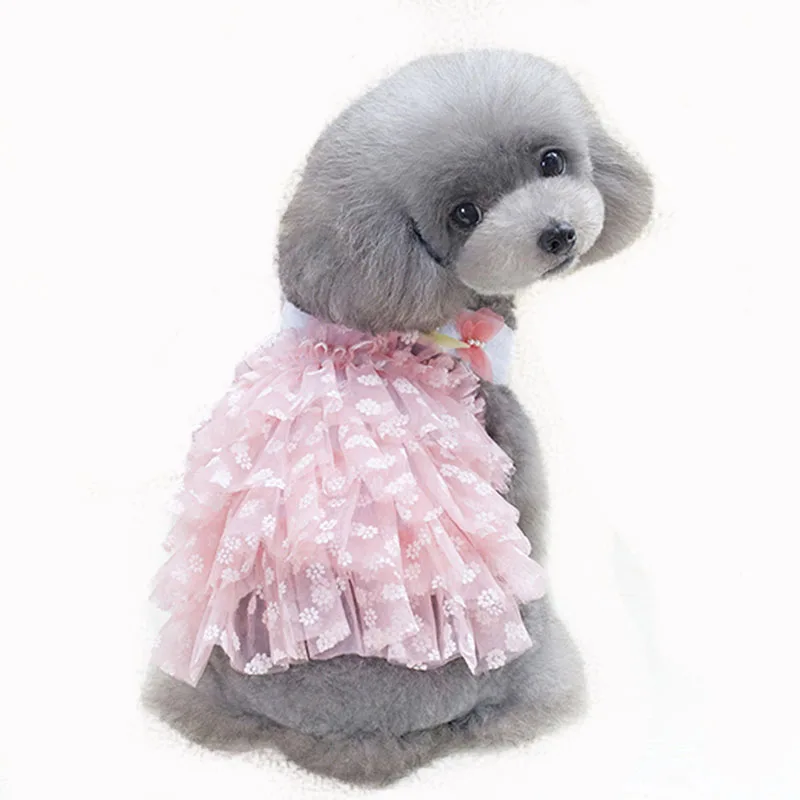 Цветочное платье для собак с бантом маленьких летняя одежда чихуахуа и мопса