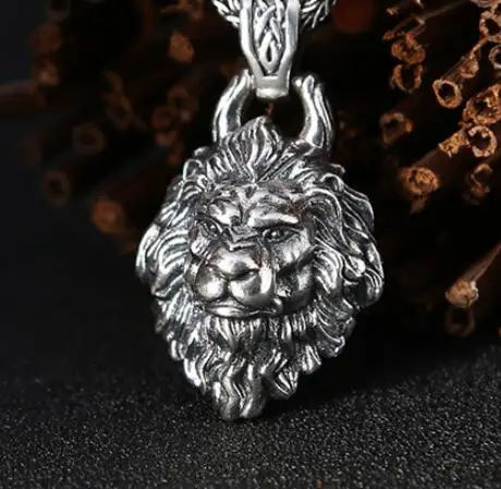 pendant only 925 Серебряный кулон в виде льва, тайская 925 пробы, Мужская подвеска в стиле хип-хоп, рок, ювелирное изделие, подвеска в виде льва, ожерелье - Окраска металла: pendant only