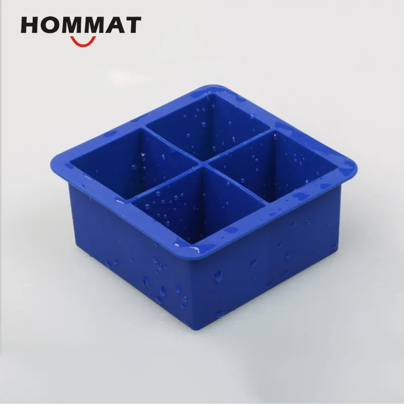 4 Cells Blue DIY креативный большой кубик льда, форма квадратной формы, силиконовый лоток для льда, фруктовый Желейный кубик для льда, форма для мыла, кухонные аксессуары - Цвет: 4 Cells Blue