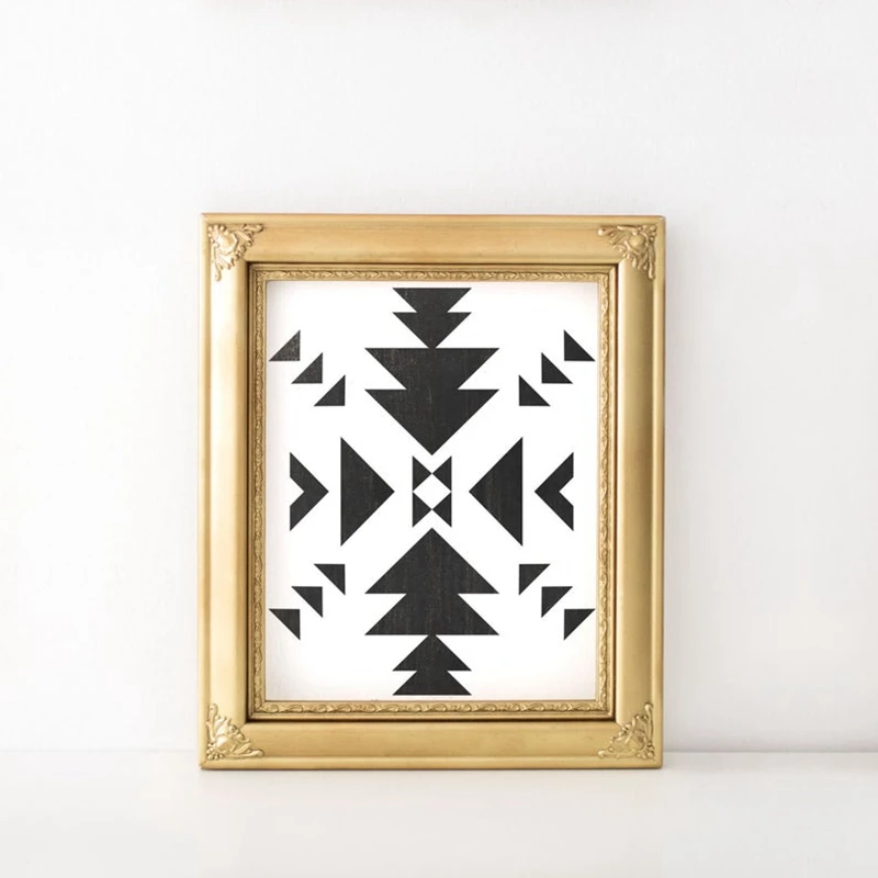 Черно белый ацтекский узор принт племенной Декор Племенной стены Искусство