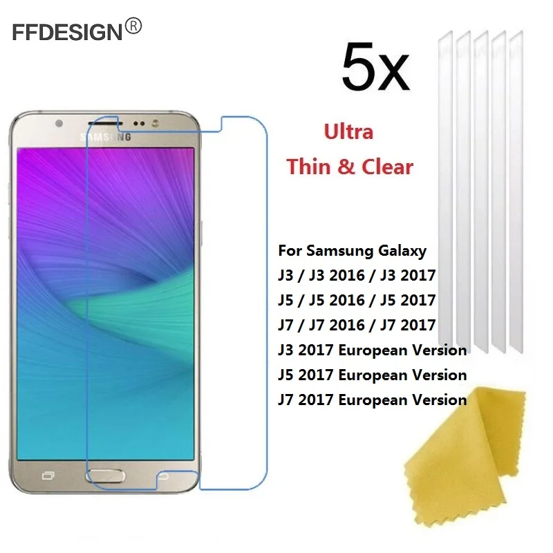 5x Защитная пленка для ЖК-экрана против царапин Samsung Galaxy J3 J5 J7 2016 2017 европейская