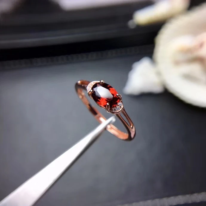 Женское кольцо с красным гранатом элегантные двухуровневые круглые кольца из