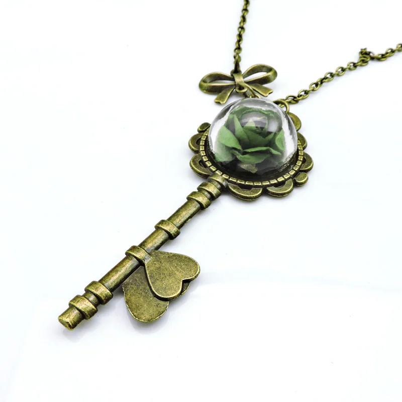 HouBian винтажное сушеные цветы ожерелье со стеклянным шариком натуральный цветок