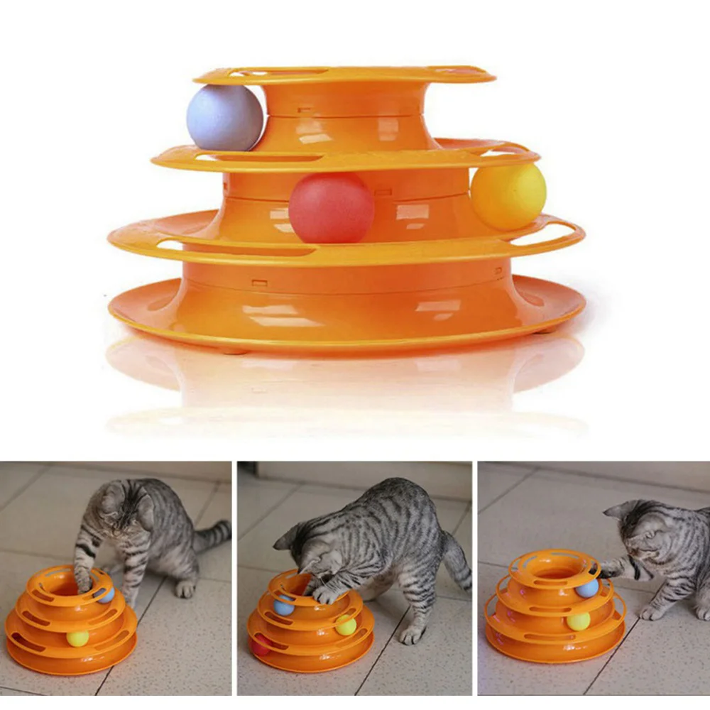 Игрушка для кошек роликовые игрушки 3-уровневые треки ролик с тремя красочными