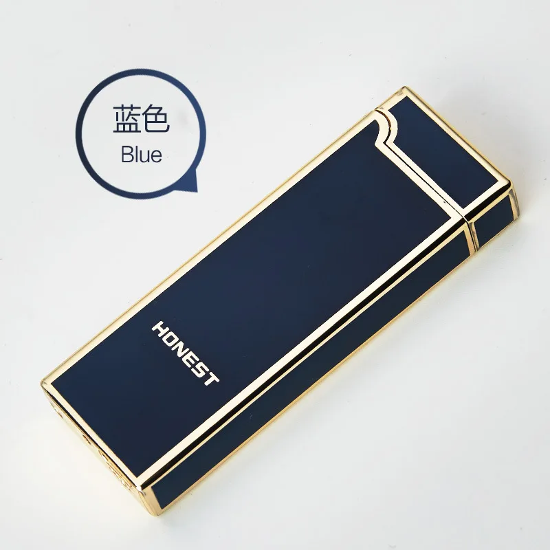 Ультратонкая импульсная дуговая Зажигалка металлическая Новинка USB Зажигалка перезаряжаемая ветрозащитная Бездымная электрическая зажигалка гаджеты для мужчин cakmak - Цвет: blue