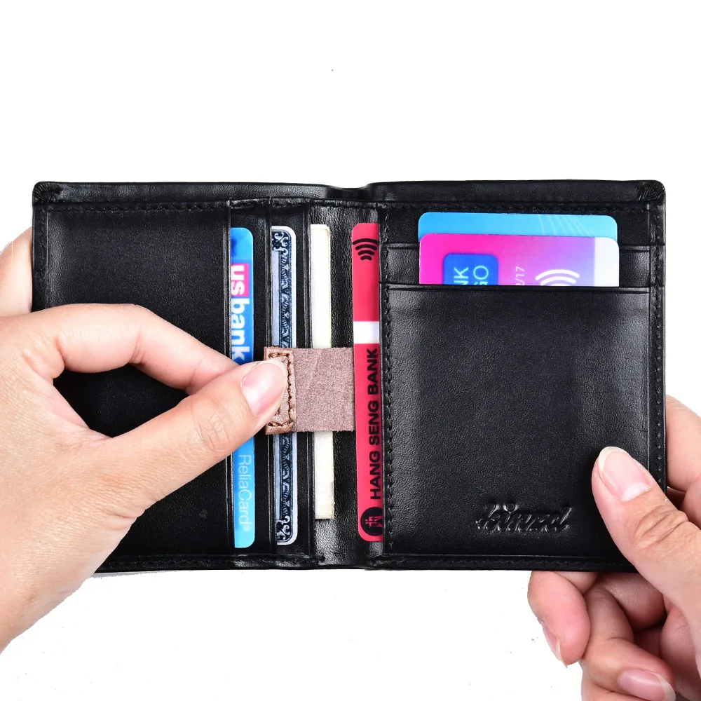 Вертикальный Двойные кошелек Тонкий RFID мужские кожаные Женские Кошельки тонкий