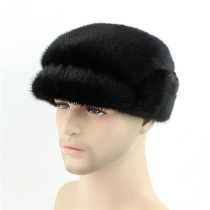 2020 new winter fashion men's genuine whole mink fur hat to keep warm solid color high quality handmade cap Lei Feng