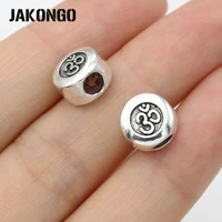 10pcs antique silver plated yoga om spacer beads fit pandora jewelry making bracelet diy handmade craft 10mm