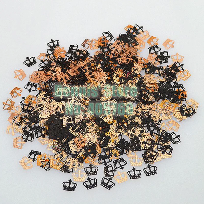 Оптовая Продажа 800 Стильные черные металлические блестки в форме большой короны