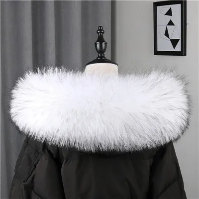 N Натуральная натуральный мех енота воротник зимнее женское пальто с капюшоном Большие теплые меховые шарфы шаль енот меховой воротник накидка - Цвет: N