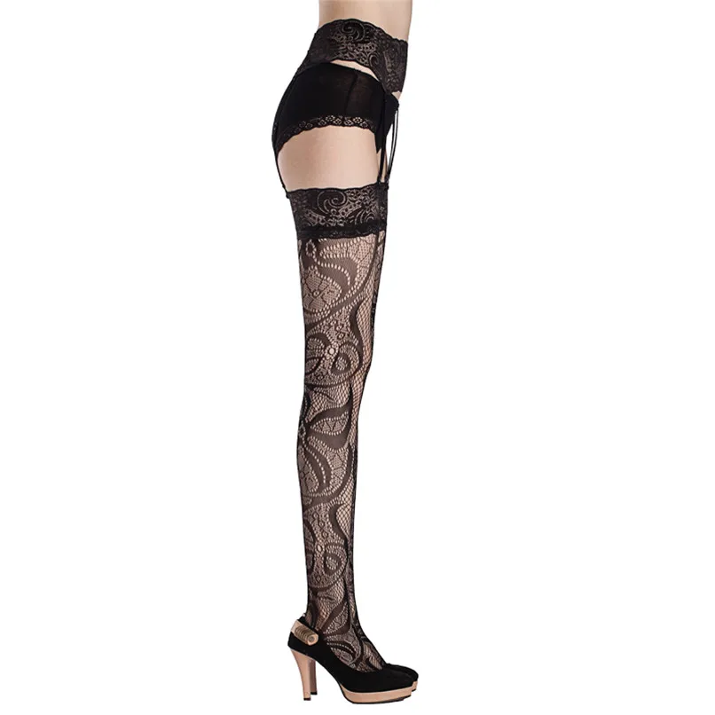 Сексуальное женское нижнее белье черный эластичный сетчатый кружевной топ пояс