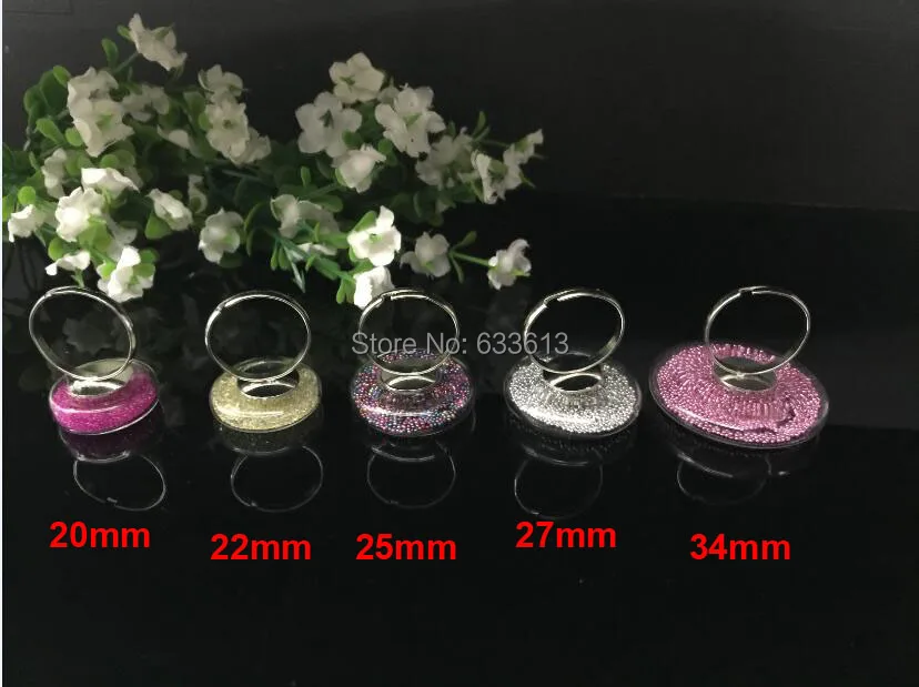 

Freeshipping 100set/lot 5 different size Glass Bubble& Adjustable Ring set Jewelry findings pendants (not include the filler)