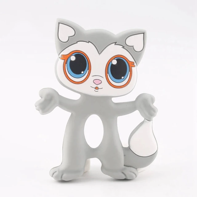 Gray Cat 1 шт., прорезыватели из пищевого силикона, олень, силиконовый грызун для Соска-подвеска, миниатюрный стержень, сделай сам, Прорезыватель зубов, ожерелье, детские товары, игрушки - Цвет: Gray Cat