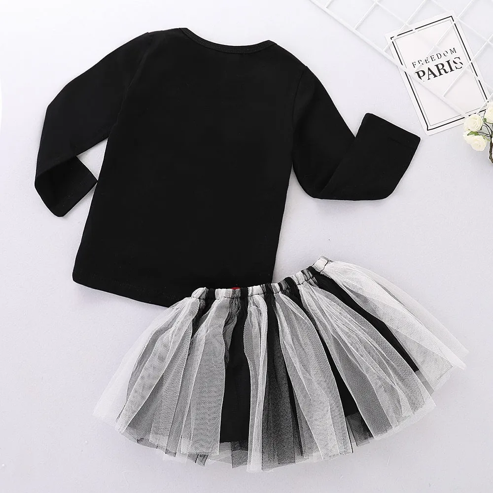 Одежда для маленьких девочек топы с длинными рукавами аппликацией в виде черепа