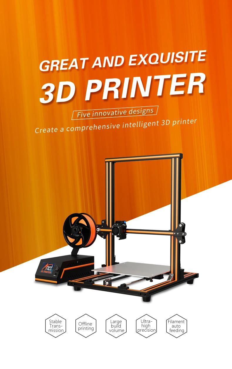 Anet E16 E12 E10 FDM 3d принтер предварительной сборки Lager размера плюс Высокоточный настольный 3d принтер 3D с PLA нитью Impresora 3d